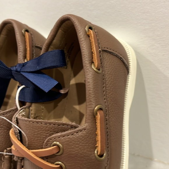 ❌SOLD❌ NWT Janie and Jack Baby Boy Brown Leather Boat Shoes - Size 7 - Picture 3 of 14
